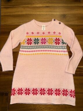 Tucker + Tate Pink Fair Isle Knit Dress with Button Shoulder 18m